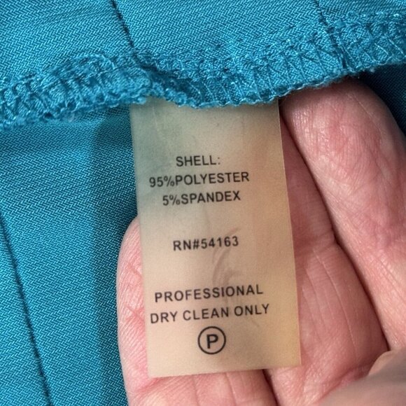 CALVIN KLEIN‎ Teal Bandage Dress Sz 0/2 Pleated Crossover Waist PinTuck Slinky - Picture 9 of 14